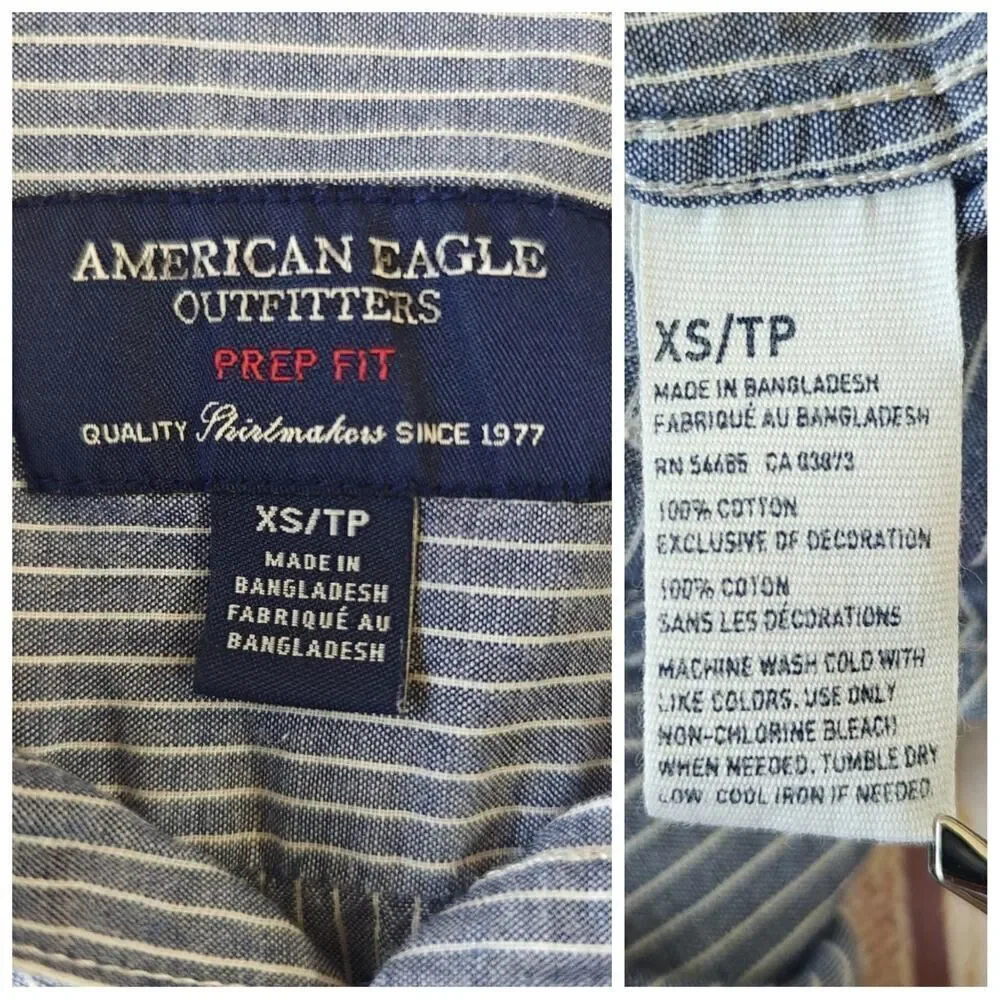 American Eagle Outfitters Prep Fit striped button down shirt sz XS